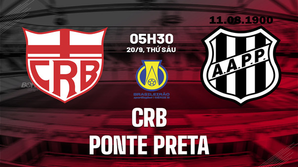 Nhận định bóng đá CRB vs Ponte Preta 5h30 ngày 20/9 (Hạng 2 Brazil 2024). Hãy đến 789BET cá cược bóng đá.